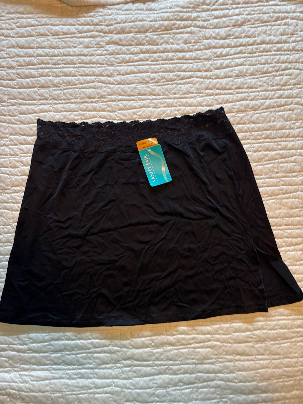 Vanity Fair Black Lace Waist Half Slip 16”